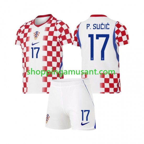 Maillot de Foot Croatie Petar Sucic 17 Enfant Domicile Coupe du Monde 2026 Manche Courte