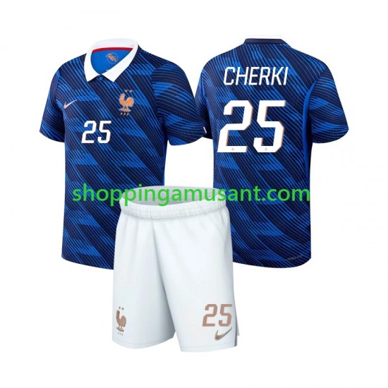 Maillot de Foot France Rayan Cherki 25 Enfant Domicile Coupe du Monde 2026 Manche Courte