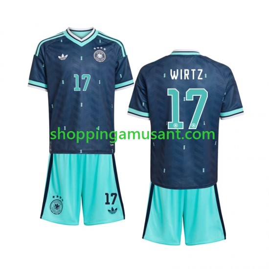 Maillot de Foot Allemagne Florian Wirtz 17 Enfant Extérieur Coupe du Monde 2026 Manche Courte