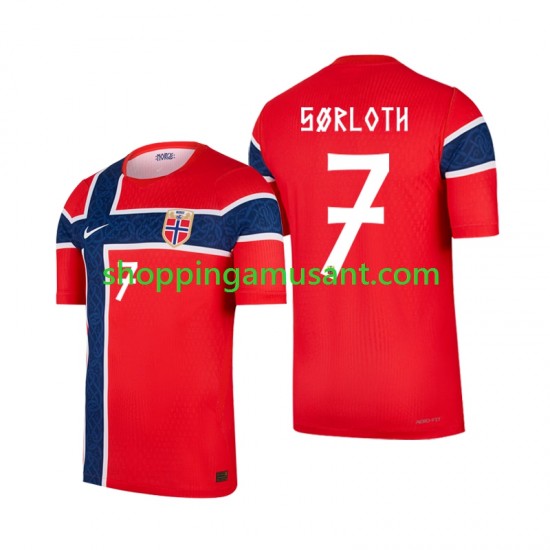 Maillot de Foot Norvège Alexander Sorloth 7 Homme Domicile Coupe du Monde 2026 Manche Courte