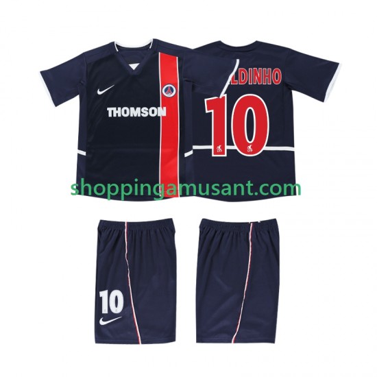 Maillot de Foot AC Milan RONALDINHO 10 2003 Rétro Enfant Domicile 2002 Manche Courte