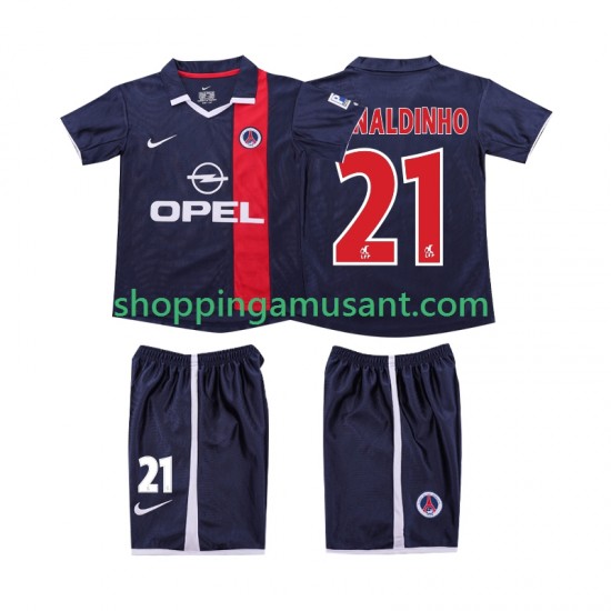 Maillot de Foot AC Milan RONALDINHO 21 2001 Rétro Enfant Domicile 2002 Manche Courte