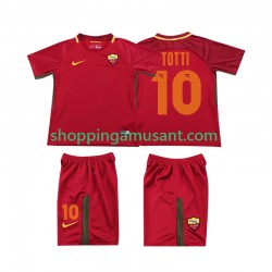 Maillot de Foot AS Rome Totti 10 2017-2018 Rétro Enfant Domicile Manche Courte