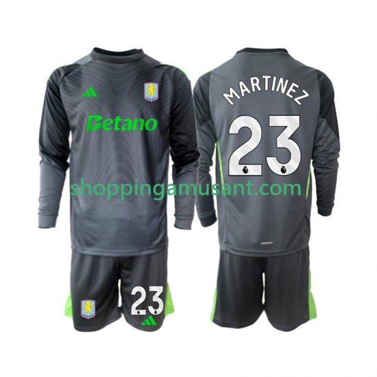 Maillot de Foot Aston Villa Emiliano Martinez 23 Gardien Enfant Domicile 2025-2026 Manche Longue