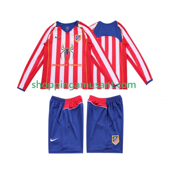 Maillot de Foot Atlético Madrid 2005 Rétro Enfant Domicile 2004 Manche Longue