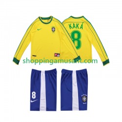 Maillot de Foot Brésil KAKA 8 Rétro Enfant Domicile 1998 Manche Longue
