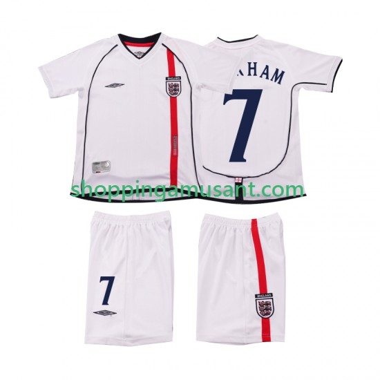 Maillot de Foot Angleterre BECKHAM 7 Rétro Enfant Domicile 2002 Manche Courte
