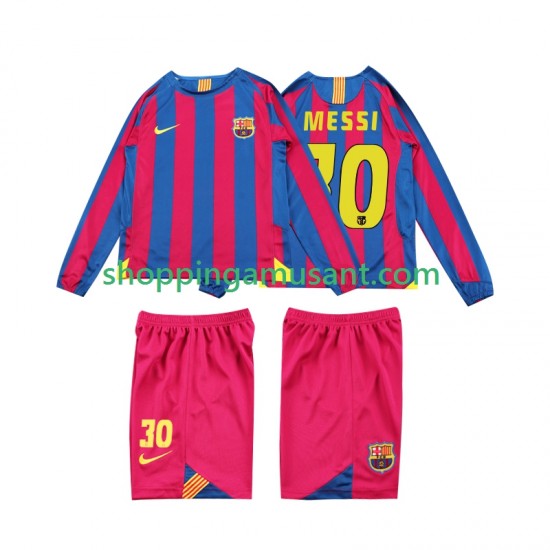 Maillot de Foot FC Barcelone Lionel Messi 10 2005 Rétro Enfant Domicile 2006 Manche Longue
