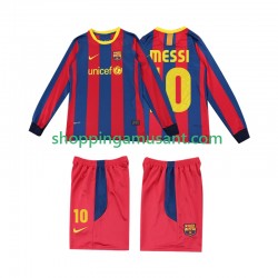 Maillot de Foot FC Barcelone Lionel Messi 10 Rétro Enfant Domicile 2011 2010 Manche Longue