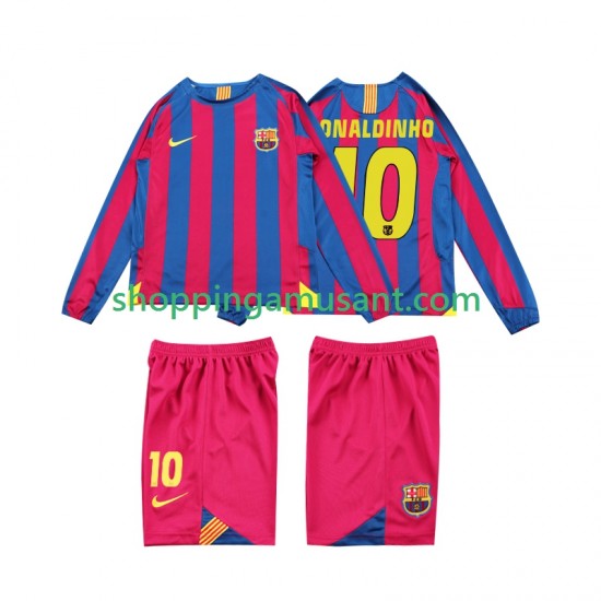 Maillot de Foot FC Barcelone RONALDINHO 10 2005 Rétro Enfant Domicile 2006 Manche Longue
