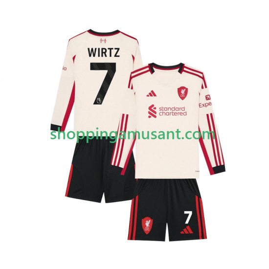Maillot de Foot Liverpool Florian Wirtz 7 Enfant Extérieur 2025-2026 Manche Longue