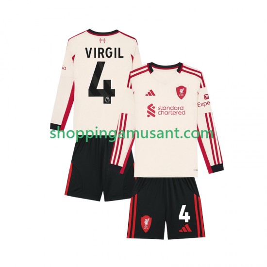 Maillot de Foot Liverpool Virgil van Dijk 4 Enfant Extérieur 2025-2026 Manche Longue