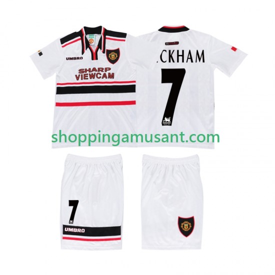 Maillot de Foot Manchester United BECKHAM 7 Rétro Enfant Extérieur 1998 Manche Courte