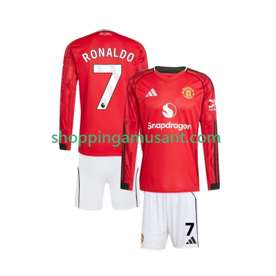 Maillot de Foot Manchester United Cristiano Ronaldo 7 Enfant Domicile 2025-2026 Manche Longue