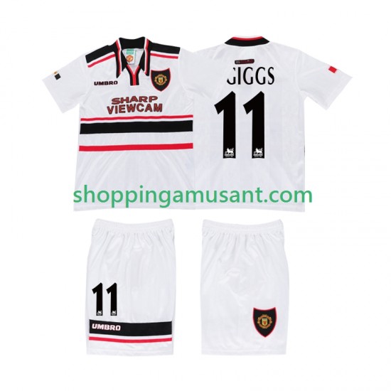 Maillot de Foot Manchester United GIGGS 11 Rétro Enfant Extérieur 1998 Manche Courte