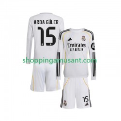 Maillot de Foot Real Madrid Arda Guler 15 Enfant Domicile 2025-2026 Manche Longue