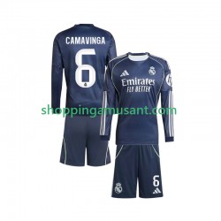 Maillot de Foot Real Madrid Camavinga 6 Enfant Extérieur 2025-2026 Manche Longue