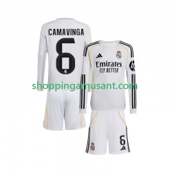 Maillot de Foot Real Madrid Camavinga 6 Enfant Domicile 2025-2026 Manche Longue