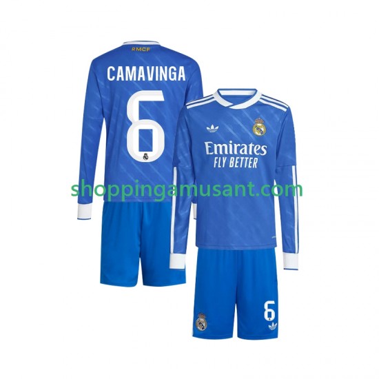 Maillot de Foot Real Madrid Camavinga 6 Enfant Neutre 2025-2026 Manche Longue