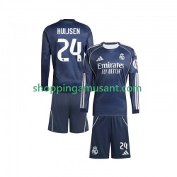 Maillot de Foot Real Madrid Huijsen 24 Enfant Extérieur 2025-2026 Manche Longue