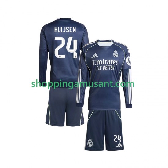 Maillot de Foot Real Madrid Huijsen 24 Enfant Extérieur 2025-2026 Manche Longue
