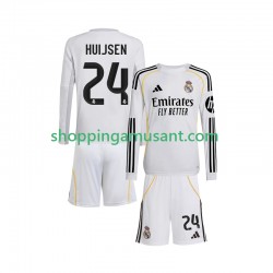 Maillot de Foot Real Madrid Huijsen 24 Enfant Domicile 2025-2026 Manche Longue