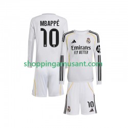 Maillot de Foot Real Madrid Mbappé Kylian 10 Enfant Domicile 2025-2026 Manche Longue