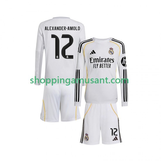 Maillot de Foot Real Madrid Trent Alexander-Arnold 12 Enfant Domicile 2025-2026 Manche Longue