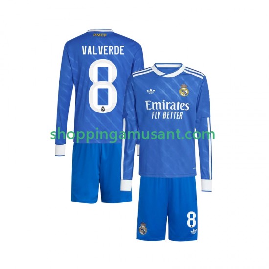 Maillot de Foot Real Madrid Valverde 8 Enfant Neutre 2025-2026 Manche Longue