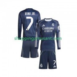 Maillot de Foot Real Madrid Vinicius Junior 7 Enfant Extérieur 2025-2026 Manche Longue