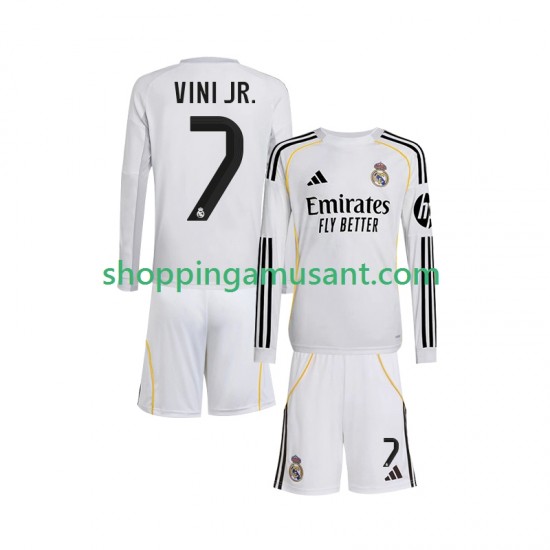 Maillot de Foot Real Madrid Vinicius Junior 7 Enfant Domicile 2025-2026 Manche Longue