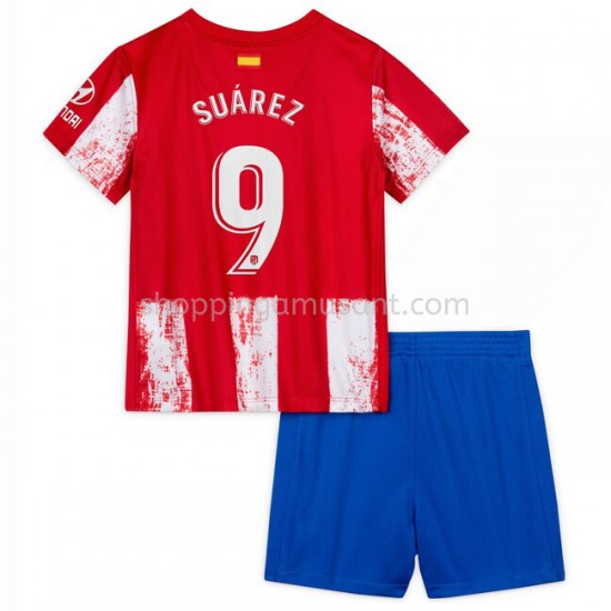 Maillot de Foot Atlético Madrid Luis Suárez 9 Enfant Domicile 2021-2022 Manche Courte