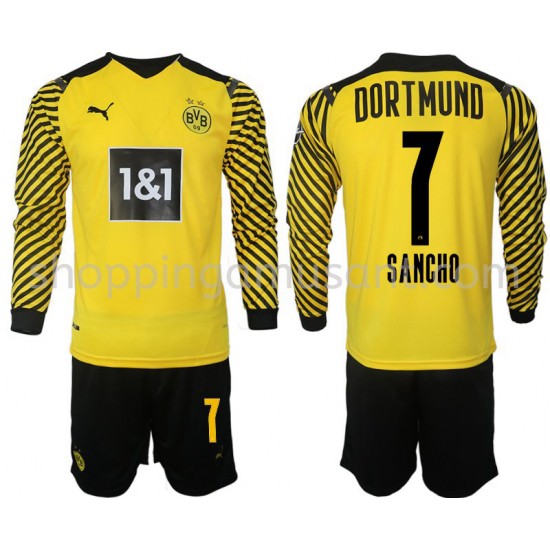 Maillot de Foot Borussia Dortmund Sancho 7 Enfant Domicile 2021-2022 Manche Longue
