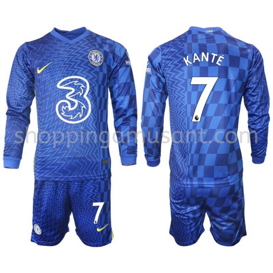 Maillot de Foot Chelsea Kante 7 Enfant Domicile 2021-2022 Manche Longue