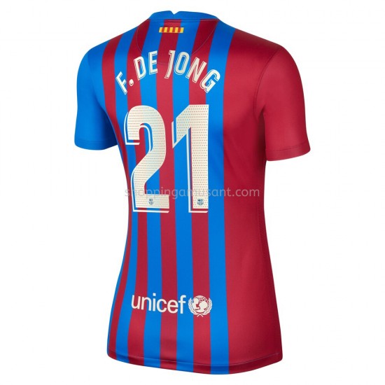 Maillot de Foot FC Barcelone Frenkie de Jong 21 Féminine Domicile 2021-2022 Manche Courte