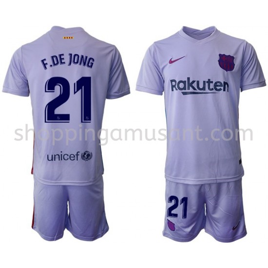 Maillot de Foot FC Barcelone Frenkie de Jong 21 Enfant Extérieur 2021-2022 Manche Courte