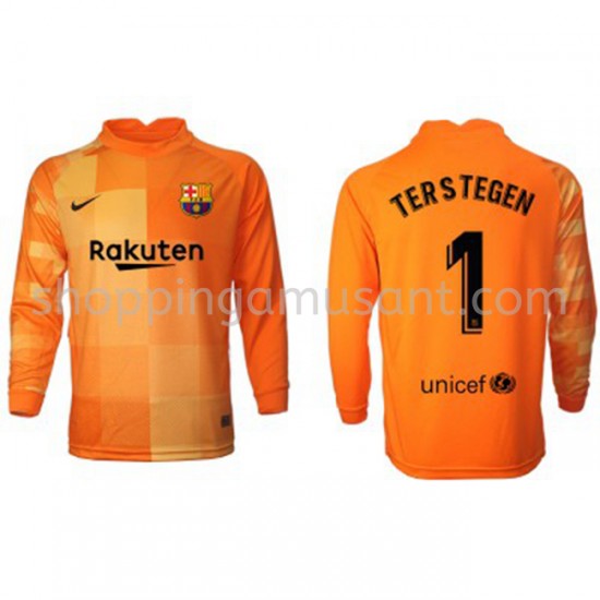Maillot de Foot FC Barcelone Gardien Ter Stegen 1 Domicile 2021-2022 Manche Longue