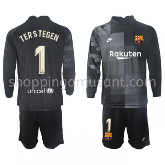 Maillot de Foot FC Barcelone Gardien Ter Stegen 1 Enfant Extérieur 2021-2022 Manche Longue