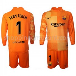 Maillot de Foot FC Barcelone Gardien Ter Stegen 1 Enfant Domicile 2021-2022 Manche Longue