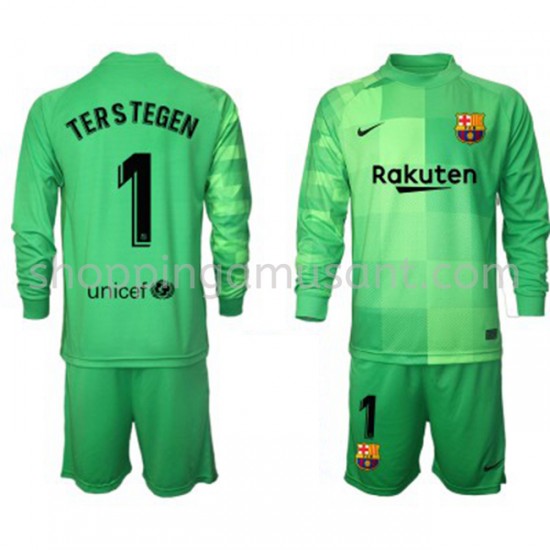 Maillot de Foot FC Barcelone Gardien Ter Stegen 1 Enfant Neutre 2021-2022 Manche Longue