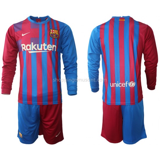 Maillot de Foot FC Barcelone Enfant Domicile 2021-2022 Manche Longue
