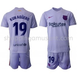Maillot de Foot FC Barcelone Kun Agüero 19 Enfant Extérieur 2021-2022 Manche Courte
