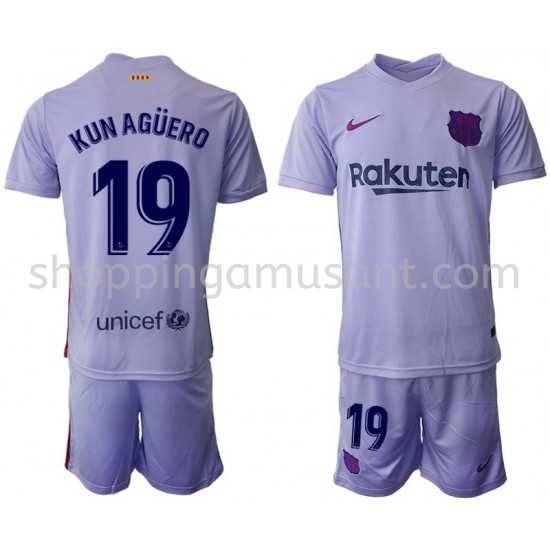 Maillot de Foot FC Barcelone Kun Agüero 19 Enfant Extérieur 2021-2022 Manche Courte