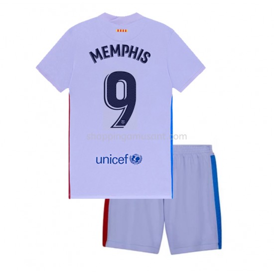 Maillot de Foot FC Barcelone Memphis Depay 9 Enfant Extérieur 2021-2022 Manche Courte