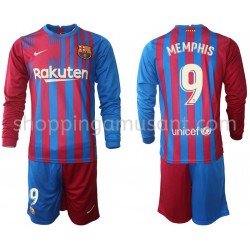 Maillot de Foot FC Barcelone Memphis Depay 9 Enfant Domicile 2021-2022 Manche Longue