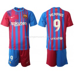Maillot de Foot FC Barcelone Memphis Depay 9 Enfant Domicile 2021-2022 Manche Courte