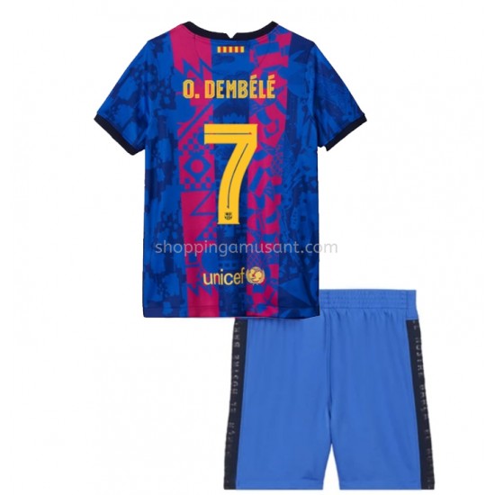 Maillot de Foot FC Barcelone O. Dembele 7 Enfant Neutre 2021-2022 Manche Courte