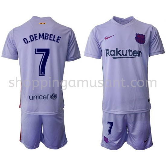 Maillot de Foot FC Barcelone O.Dembele 7 Enfant Extérieur 2021-2022 Manche Courte