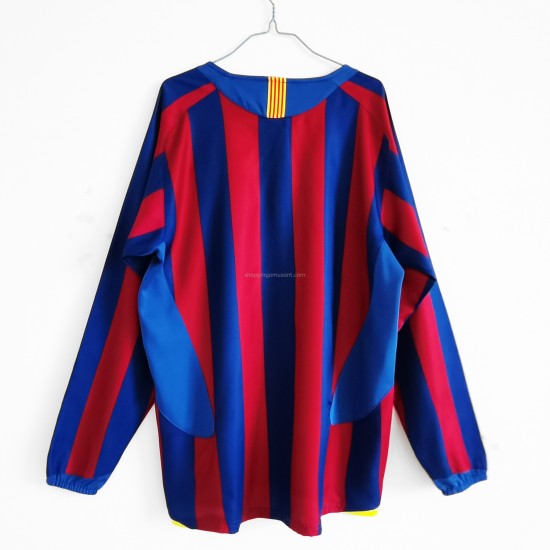 Maillot de Foot FC Barcelone Retro Domicile 2005-2006 Manche Longue