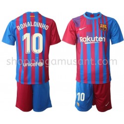 Maillot de Foot FC Barcelone Ronaldinho 10 Enfant Domicile 2021-2022 Manche Longue